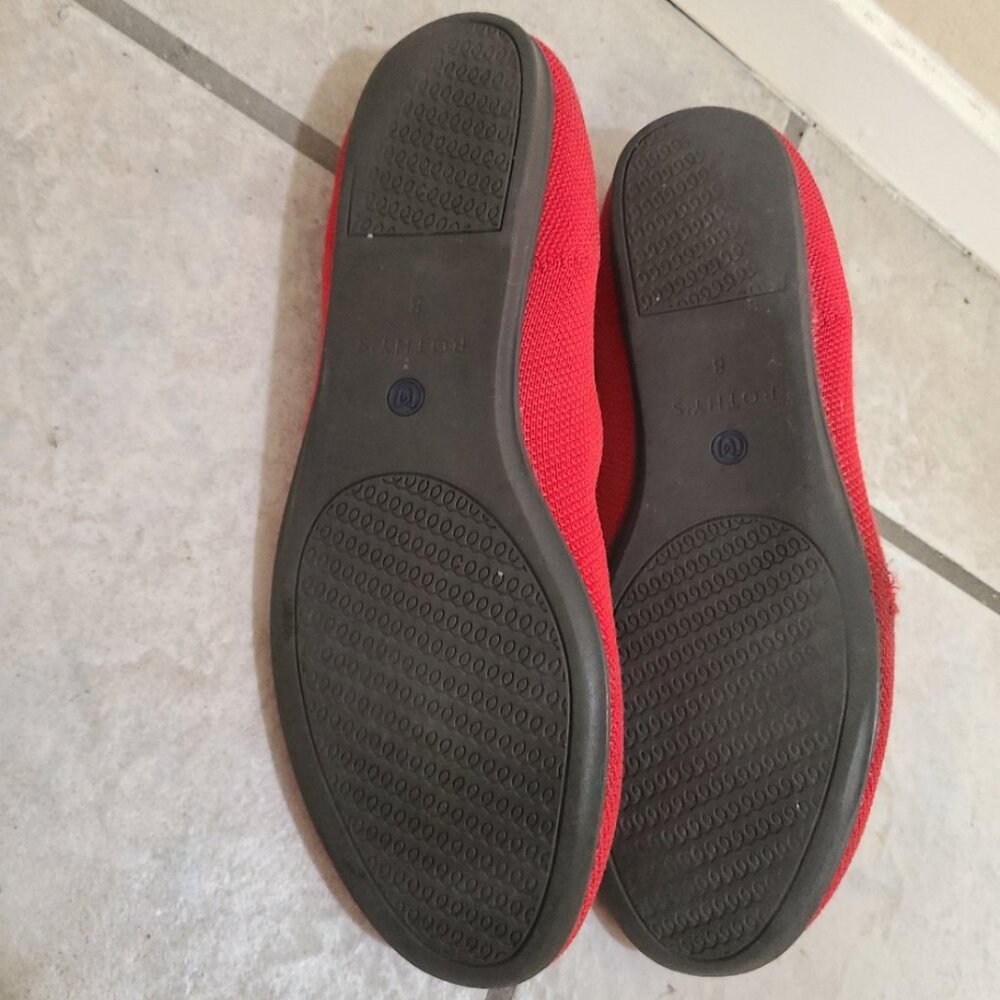 ROTHY'S THE FLAT SHOES BRIGHT RED WASHABLE RECYCLED PLASTIC BALLET SLIP ON sz 8 - Picture 8 of 8
